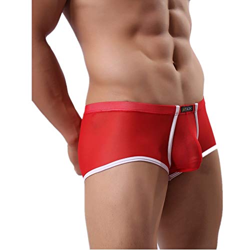 CSMARTE Hombre Slip Calzoncillos bóxer de Rayas de Malla de Ropa Interior para Hombres Troncos Transparentes Atractivos