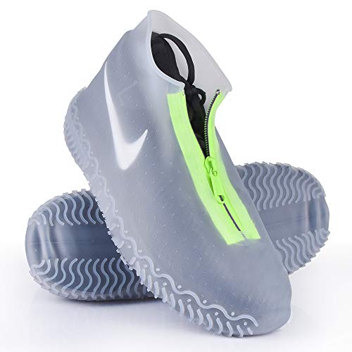Cubierta del Zapato, Funda de Silicona para Zapatos con Suela Antideslizante y Diseño de Cremallera, Funda de Zapato Reutilizable & Impermeable para Días de Lluvia y Nieve (XL (43--47), Transparente)
