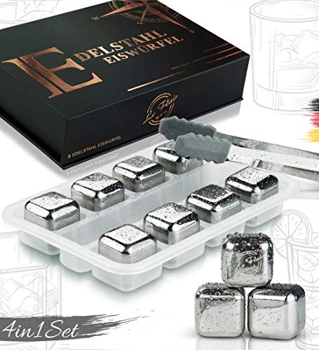 Cubitos de hielo para whisky de acero inoxidable - Vino - Cócteles - Batidos - Bol para hielo - Bebidas - Vodka - Ron - 8 cubitos reutilizables para whisky en una caja de plástico Cubitos de hielo para whisky de acero inoxidable - Vino - Cócteles - Batidos - Bol para hielo - Bebidas - Vodka - Ron - 8 cubitos reutilizables para whisky en una caja de plástico