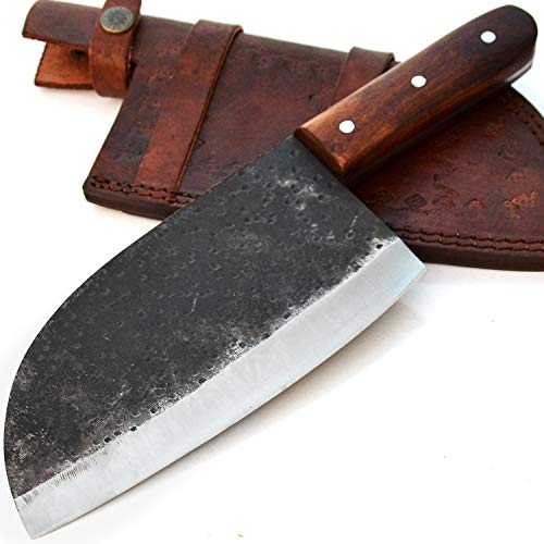 Cuchillo de cocina hecho a mano en acero 440C con recubrimiento en polvo Cuchillo de cocina - Cuchillo de cocina con funda 9649