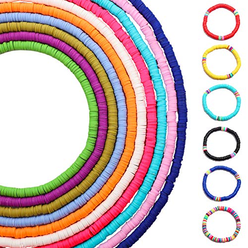 Cuentas de Arcilla 6 mm 10 Filamentos Cuenta Espaciadora de Vinilo Plano Redondo Suelto Polímero Hecho a Mano Acerca de 3500 Piezas Bricolaje Multicolor para Fabricación Joyería (6 mm, 10 Colores)