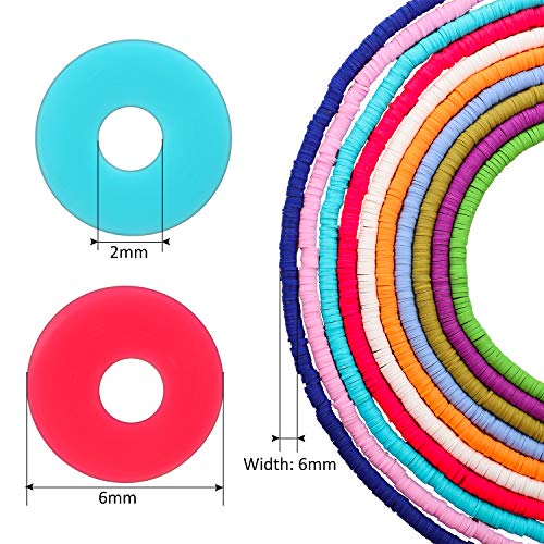 Cuentas de Arcilla 6 mm 10 Filamentos Cuenta Espaciadora de Vinilo Plano Redondo Suelto Polímero Hecho a Mano Acerca de 3500 Piezas Bricolaje Multicolor para Fabricación Joyería (6 mm, 10 Colores)