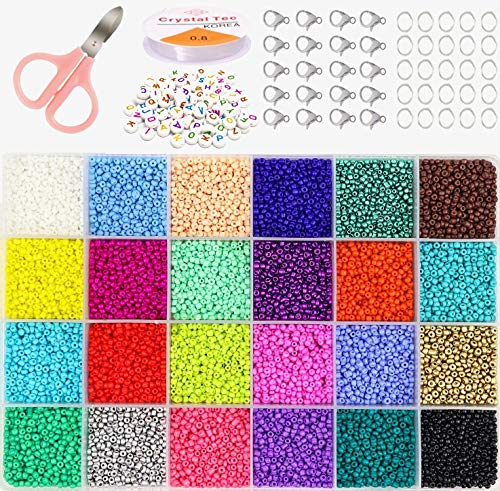 Cuentas de Colores, KEEHOM Set Mini Cuentas 2mm Abalorios Cristal para DIY Pulseras Collares Bisutería (24 Colores)