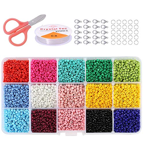 Cuentas de Cristal para Los niños DIY Pulseras Collares y Joyería-Making, 3mm Mini Regalo Cadena Cadena de Cuentas de Fabricación de Juego(15 Colores)