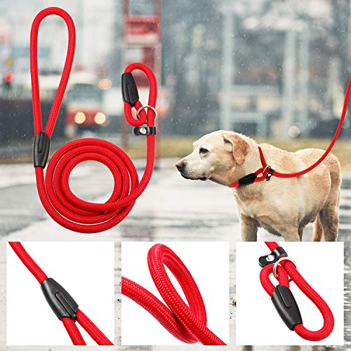 Cuerda de Correa Ajustable de Nylon de Plomo de Perro Correa de Entrenamiento de Mascotas Cuerda de Collar de antideslizantepara Caminar Entrenamiento Mascotas 1,5 m (Rojo)