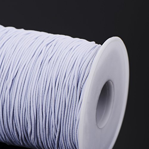 Cuerda Elástico Hilo Estirable Cuerda de Cuentas Cable de Elaboración de Tela, 0.8 mm, 100 Métros, Blanco