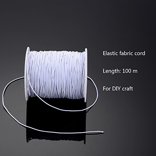 Cuerda Elástico Hilo Estirable Cuerda de Cuentas Cable de Elaboración de Tela, 0.8 mm, 100 Métros, Blanco