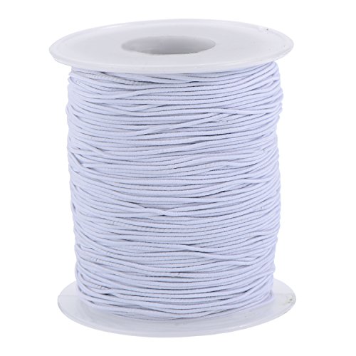 Cuerda Elástico Hilo Estirable Cuerda de Cuentas Cable de Elaboración de Tela, 0.8 mm, 100 Métros, Blanco