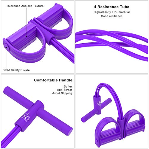 Cuerda para ejercitar piernas, 4 tubos, multifunción, para yoga, fitness, pedal, cuerda de tracción, culturismo, expansión, bandas de resistencia para el ejercicio en casa y el gimnasio (morado) Cuerda para ejercitar piernas, 4 tubos, multifunción, para yoga, fitness, pedal, cuerda de tracción, culturismo, expansión, bandas de resistencia para el ejercicio en casa y el gimnasio (morado)