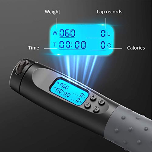 Cuerda para Saltar, Contador Digital 2 Modos Cuerda de Saltar Sin Enredos con Rodamientos de Bolas de 360° Mango Ponderado y Longitud Ajustable Comba de Crossfit para Fitness Ejercicio Físico Cuerda para Saltar, Contador Digital 2 Modos Cuerda de Saltar Sin Enredos con Rodamientos de Bolas de 360° Mango Ponderado y Longitud Ajustable Comba de Crossfit para Fitness Ejercicio Físico
