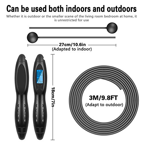 Cuerda para Saltar,Comba de Crossfit, Boxeo, MMA con Contador y Medidor de Calorías,Cuerda de Salto Longitud Ajustable,2 Formas de Entrenamiento Fitness en Casa, Oficina o Gimnasio