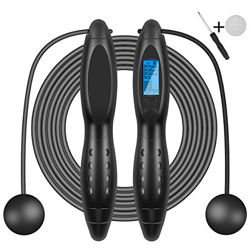 Cuerda para Saltar,Comba de Crossfit, Boxeo, MMA con Contador y Medidor de Calorías,Cuerda de Salto Longitud Ajustable,2 Formas de Entrenamiento Fitness en Casa, Oficina o Gimnasio Cuerda para Saltar,Comba de Crossfit, Boxeo, MMA con Contador y Medidor de Calorías,Cuerda de Salto Longitud Ajustable,2 Formas de Entrenamiento Fitness en Casa, Oficina o Gimnasio
