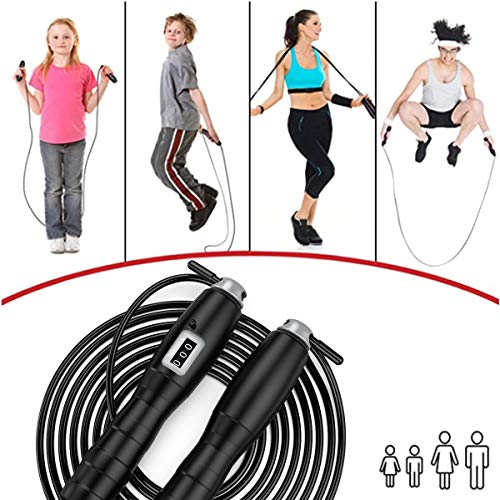 Cuerda saltar Cuerda saltar ajustable para ejercicio aeróbico como entrenamiento velocidad, con contador y cuerda saltar velocidad rápida suave para entrenamiento, para hombres, mujeres y niños Cuerda saltar Cuerda saltar ajustable para ejercicio aeróbico como entrenamiento velocidad, con contador y cuerda saltar velocidad rápida suave para entrenamiento, para hombres, mujeres y niños