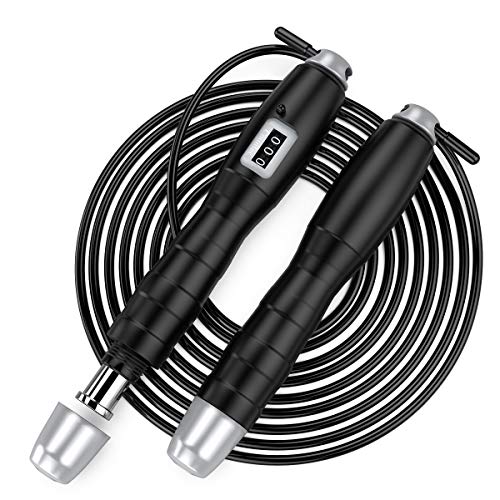 Cuerda saltar Cuerda saltar ajustable para ejercicio aeróbico como entrenamiento velocidad, con contador y cuerda saltar velocidad rápida suave para entrenamiento, para hombres, mujeres y niños Cuerda saltar Cuerda saltar ajustable para ejercicio aeróbico como entrenamiento velocidad, con contador y cuerda saltar velocidad rápida suave para entrenamiento, para hombres, mujeres y niños
