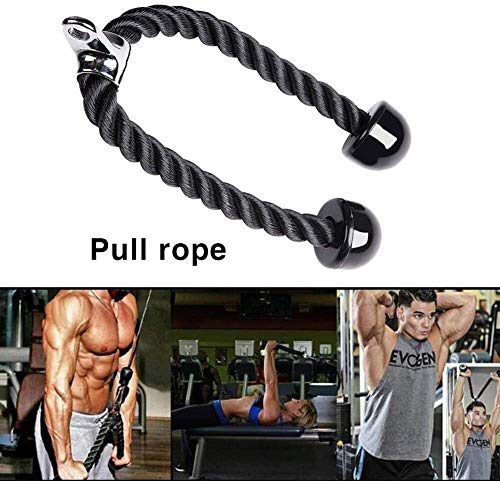 Cuerda Tríceps - Cuerda para Entrenamiento Trabajos Pesados Cuerda Biceps Cable de Fijación Nylon Triceps Cuerda Polea Desplegable Manijas Antideslizantes para Fitness Body Building Uso Doméstico