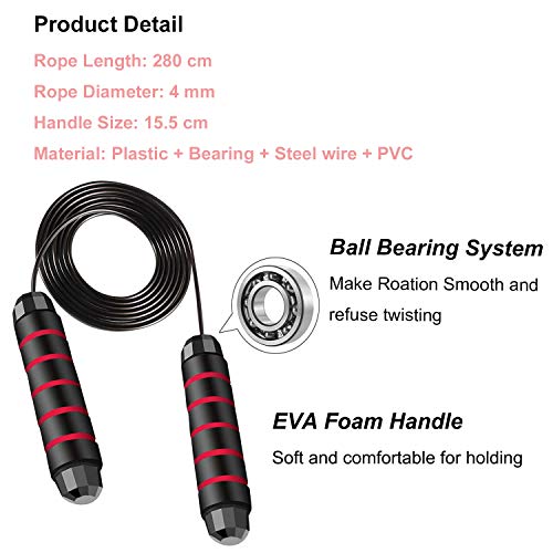 Cuerdas de Saltar 2 PCS, Profesional Cuerda de Salto Sin Enredos de Velocidad con Mango de Espuma de Suave, Fácilmente Ajustable para Fitness Ejercicio Quema Grasa Aumentar la Resistencia Cuerdas de Saltar 2 PCS, Profesional Cuerda de Salto Sin Enredos de Velocidad con Mango de Espuma de Suave, Fácilmente Ajustable para Fitness Ejercicio Quema Grasa Aumentar la Resistencia