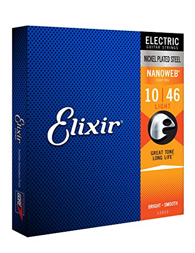 Cuerdas para guitarra eléctrica Elixir Strings con recubrimiento NANOWEB, calibre ligero (.010-.046) Cuerdas para guitarra eléctrica Elixir Strings con recubrimiento NANOWEB, calibre ligero (.010-.046)
