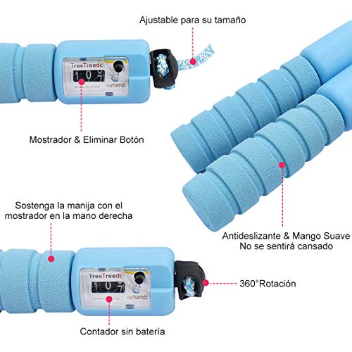 Cuerdas para Saltar Ajustable Saltar la Cuerda de Fitness y Mango de Espuma con Contando Cuerda de Salto para Niños Niña Mujer Entrenamiento,Juego Escolar,Actividad al Aire Libre