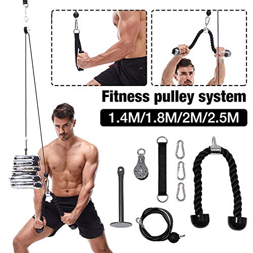 cuffslee Sistema De Fijación De La Máquina De Cable De Polea De Ejercicios, Flexiones De Bíceps, Extensiones De Tríceps Ejercicios De Ejercicios, Equipos De Ejercicios para El Gimnasio En Casa (2 M)