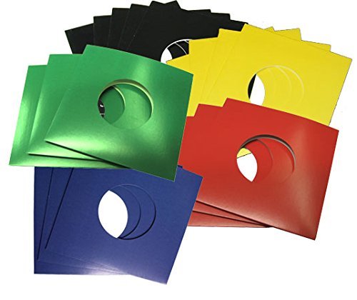 CUIDATUMUSICA 25 Fundas/Carpetas DE Carton Colores Variados para Discos DE Vinilo Singles 7" (LOS Discos PEQUEÑOS) / Ref.4040