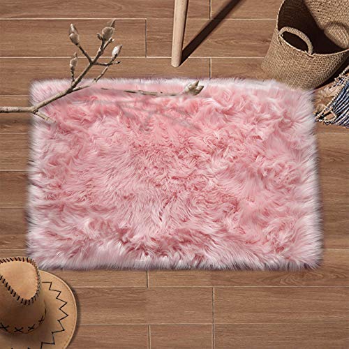 Cumay Piel de Imitación, Artificial Alfombra, excelente Piel sintética de Calidad Alfombra de Lana ,Adecuado para salón Dormitorio baño sofá Silla cojín (Rosa, 60 X 90 cm) Cumay Piel de Imitación, Artificial Alfombra, excelente Piel sintética de Calidad Alfombra de Lana ,Adecuado para salón Dormitorio baño sofá Silla cojín (Rosa, 60 X 90 cm)