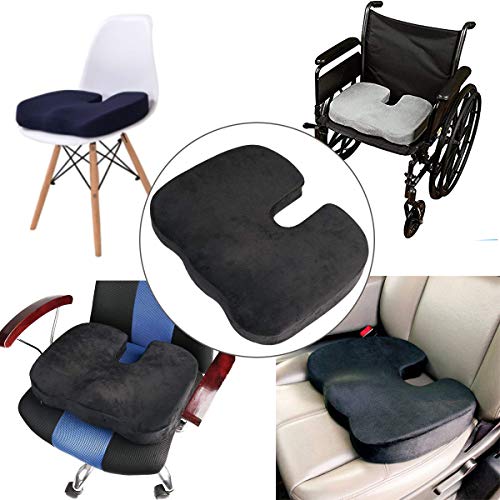 Curious fish Memory Foam Seat Cushion Lumbar Back Support Pillow Lumbar Respaldo Almohada Cojín terapéutico Ortopédico Ergonómico Espuma Memoria Prevención(Cojín del asiento+Soporte lumbar,Negro)