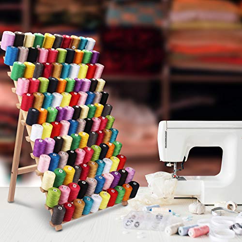 Curtzy Porta Hilos de Madera para 120 Carretes de Hilo - Organizador Costura de Pared con Ganchos para Colgarlo - Organizador de Hilos de Madera de Haya para Bordado, Costura, Hacer Colchas Curtzy Porta Hilos de Madera para 120 Carretes de Hilo - Organizador Costura de Pared con Ganchos para Colgarlo - Organizador de Hilos de Madera de Haya para Bordado, Costura, Hacer Colchas