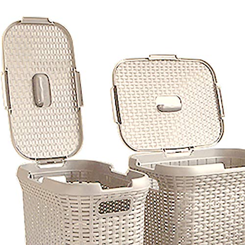 Curver 189207 - Cesta de ropa Natural Style, con tapa natural, 42.8 x 32.1 x 59.5 cm, color blanco Curver 189207 - Cesta de ropa Natural Style, con tapa natural, 42.8 x 32.1 x 59.5 cm, color blanco