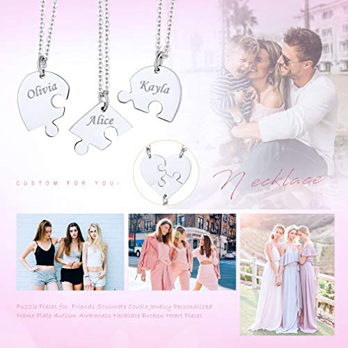 Custom4U Nombres Grabados Láser Gratis Collar Personalizable DIY de Amigos Familias Rompecapezas Regalo Romántico de Amor para Novios Acero Inoxidable Tres Piezas Plateado Custom4U Nombres Grabados Láser Gratis Collar Personalizable DIY de Amigos Familias Rompecapezas Regalo Romántico de Amor para Novios Acero Inoxidable Tres Piezas Plateado