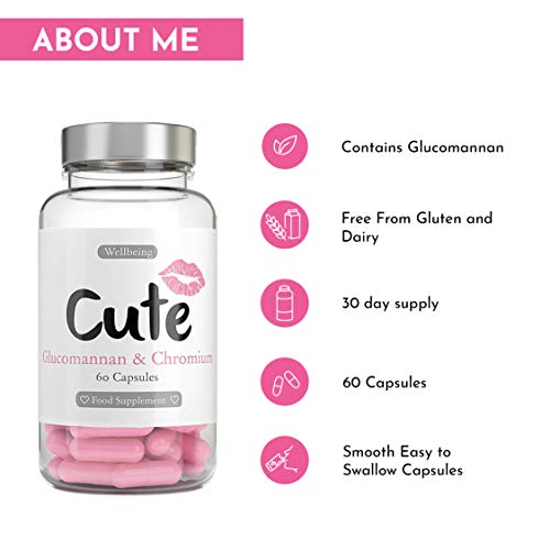 Cute Nutrition Glucomanano y Cromo con Fibra Natural para Quemar Grasa Píldoras de Dieta Seguras Efectivas y Fáciles de Tragar 60 cápsulas Cute Nutrition Glucomanano y Cromo con Fibra Natural para Quemar Grasa Píldoras de Dieta Seguras Efectivas y Fáciles de Tragar 60 cápsulas