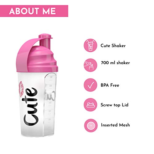 Cute Nutrition Shaker coctelera rosa para mujer 700ml Duradero de alta calidad y sin BPA