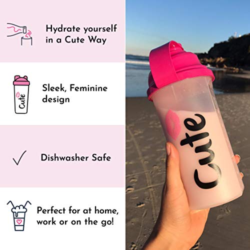 Cute Nutrition Shaker coctelera rosa para mujer 700ml Duradero de alta calidad y sin BPA