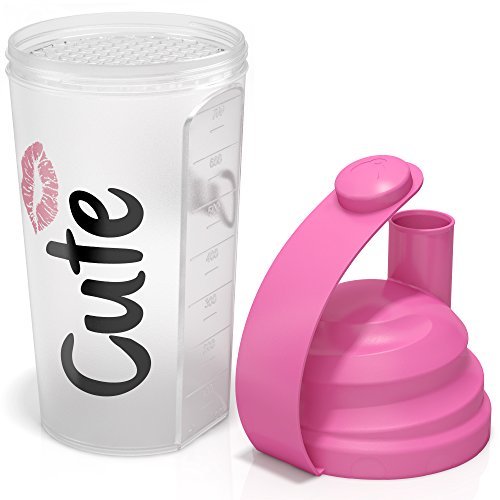 Cute Nutrition Shaker coctelera rosa para mujer 700ml Duradero de alta calidad y sin BPA