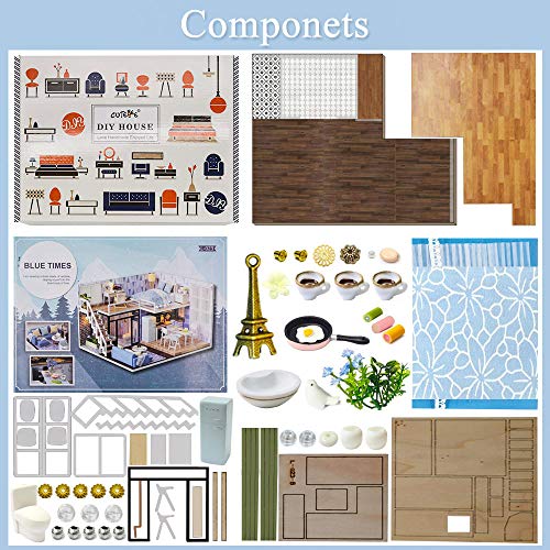 CUTEBEE Miniatura de la casa de muñecas con Muebles, Equipo de casa de muñecas de Madera DIY, más Resistente al Polvo y el Movimiento de música CUTEBEE Miniatura de la casa de muñecas con Muebles, Equipo de casa de muñecas de Madera DIY, más Resistente al Polvo y el Movimiento de música