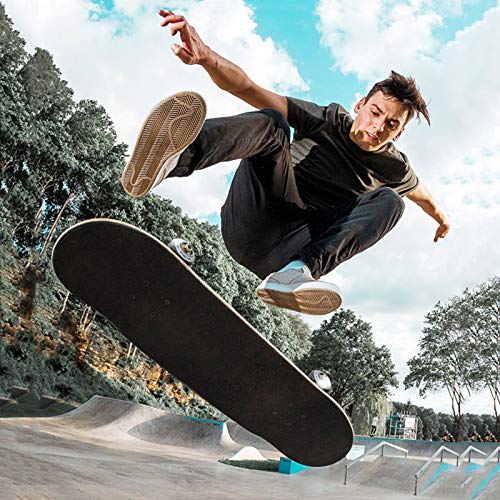 CUTEY Trucos estándar Complete Skateboard 31" a Cuadros patrón de 7 Capas de Arce Kick Doble Cubierta cóncava del Tablero del patín,White Bracket CUTEY Trucos estándar Complete Skateboard 31" a Cuadros patrón de 7 Capas de Arce Kick Doble Cubierta cóncava del Tablero del patín,White Bracket
