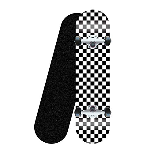 CUTEY Trucos estándar Complete Skateboard 31" a Cuadros patrón de 7 Capas de Arce Kick Doble Cubierta cóncava del Tablero del patín,White Bracket CUTEY Trucos estándar Complete Skateboard 31" a Cuadros patrón de 7 Capas de Arce Kick Doble Cubierta cóncava del Tablero del patín,White Bracket