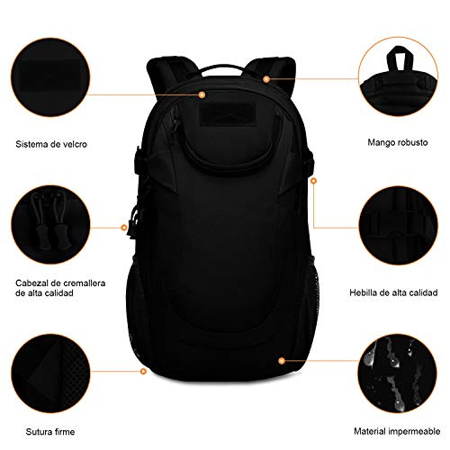 CX&LL 35L Mochila Táctica Impermeable Mochila Senderismo Mochila Macuto Militar para Excursiòn Montañismo Ciclismo Escalada al Aire Libre Deporte Trekking, Negro