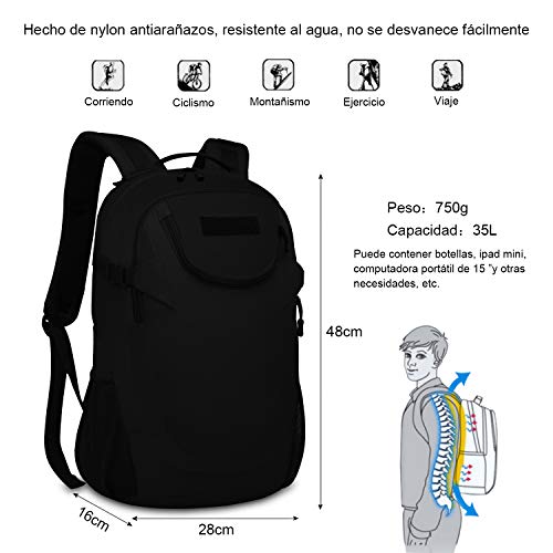 CX&LL 35L Mochila Táctica Impermeable Mochila Senderismo Mochila Macuto Militar para Excursiòn Montañismo Ciclismo Escalada al Aire Libre Deporte Trekking, Negro