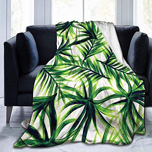 Cy-ril Throw Blanket Palm Tree Leaves Manta de Felpa de Terciopelo de vellón Ultra Suave de Franela 100 x 130 cm