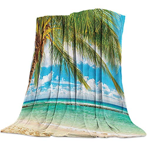 Cy-ril Throw Blanket Tropical Coconut Palm Tree Sandy Beach Ultra Soft Fleece Flannel Velvet Plush Blanket 100 X 130 Cm