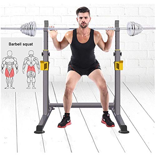 CYC Press de banca Ajustable Barra con Barra Rack Barra con Barra Multifuncional Levantamiento de Pesas Marco de la Cama Bicicleta de Ejercicio Fitness,Negro