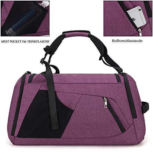 CySILI Bolsa de Deporte con Compartimento para Zapatos y Bolsillo Mojado, Bolsa de Gimnasio Impermeable para Hombres y Mujeres, Viaje Duradero con Cerradura de combinación