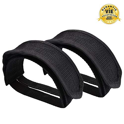 CZ STORE- correa para pedal de bicicleta|Juego de 2 unidades|✮✮Garantía de Por Vida✮✮-Belt-Pedal correa de nylon para bicicleta-- Fixie/VTT/VTC/BMX/Bicicleta- Sujección bicicleta de color Negro