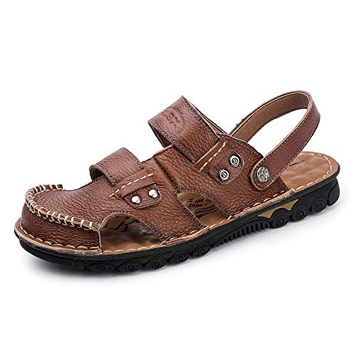 Czcrw Nuevas Sandalias de Verano for Hombre Zapatillas de Cuero clásicas Romanas Zapatillas Zapatillas de Playa Zapatillas de Deporte for Hombre Zapatillas de Agua for Hombre Sandalias de Trekking