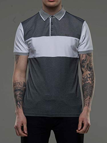 D-Rock Ike - Polo de Manga Corta, Color Gris y Blanco Gris Gris L