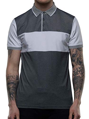 D-Rock Ike - Polo de Manga Corta, Color Gris y Blanco Gris Gris L