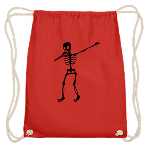 Dabbing - Bolsa de gimnasio de algodón, diseño de esqueleto para Halloween, fiestas, grupos, color rojo claro, tamaño 37cm-46cm