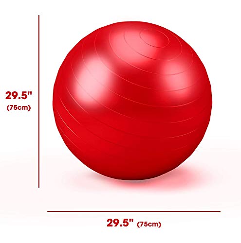 DABUTY ONLINE, S.L. Pelota de Ejercicio para Fitnes con bombín. Pelota Yoga. Balón para Ejercicios. Balones Pilates. Tamaño 75cm (Rojo)