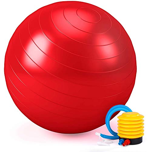 DABUTY ONLINE, S.L. Pelota de Ejercicio para Fitnes con bombín. Pelota Yoga. Balón para Ejercicios. Balones Pilates. Tamaño 75cm (Rojo)