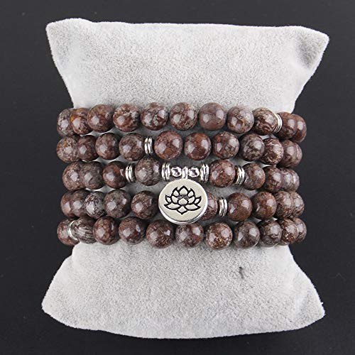 DADATU Piedra Medicinal Piedra De Cristal Natural 108 Mala Lotus Pulsera O Collar Reiki Cargado Pulsera De Rosario Budista